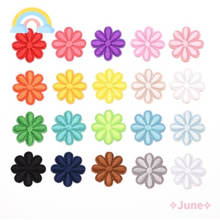 June แผ่นแพทช์ ปักลายดอกไม้ 4.2*4.2 ซม. สุ่มสี สําหรับเย็บปักถักร้อย DIY 60 ชิ้น