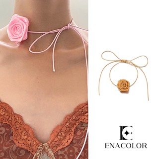 Enacolor สร้อยคอโชคเกอร์ สายคล้องคอ ลายดอกไม้ ดอกกุหลาบ สเตอริโอ สตรีมเมอร์ ตกแต่งงานปาร์ตี้