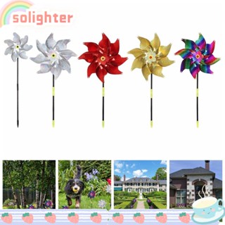 Solighter กังหันลม แบบสะท้อนแสง สีทอง สําหรับตกแต่งบ้าน สวน สนามหญ้า Diy