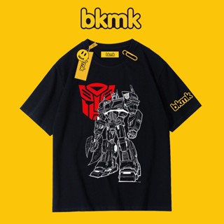 Bkmk เสื้อยืดแขนสั้น ผ้าฝ้าย ลาย Optimus Prime Bumblebee สไตล์เรโทร สําหรับผู้ชาย