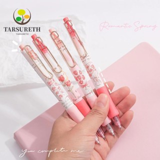 Tarsureth ปากกาเจล พลาสติก สีดํา 0.5 มม. สีชมพู สําหรับสํานักงาน 4 ชิ้น