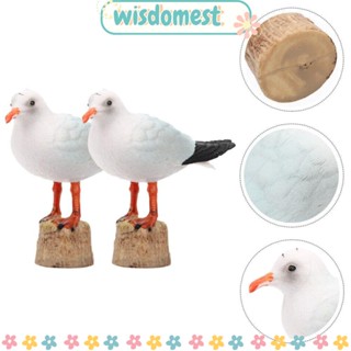 Wisdomest โมเดลพลาสติก รูปปั้นนกนางนวล สีแดง สําหรับตกแต่งบ้าน