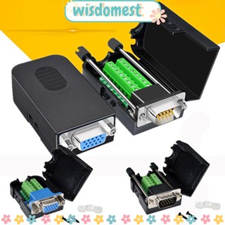 Wisdomest ขั้วต่อ VGA สามแถว 3+9 VGA ปลั๊ก 15 Pin 15pins พร้อมน็อต D-SUB DB15 VGA สําหรับคอมพิวเตอร์