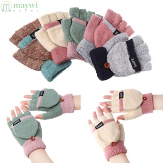Maywi ถุงมือผ้าถัก แบบหนา ให้ความอบอุ่น ฤดูหนาว