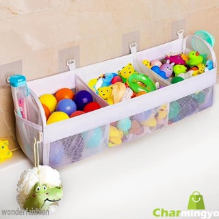 Bath Toy Holder-3 Compartment Bath Toy Storage Organizer-Large Capacity Bath Net for Tub Toys-Tub &amp; Shower Organizer