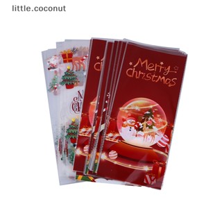 [little.coconut] ถุงพลาสติกใส่ขนม คุกกี้ ลายคริสต์มาส พร้อมริบบิ้นผูก 50 ชิ้น