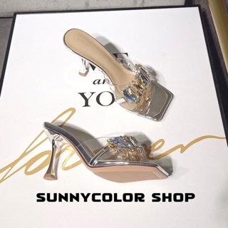 SUNNYCOLOR รองเท้าส้นสูง รองเท้าแตะ รองเท้าส้นสูงผู้หญิง 2023 ใหม่ B24G0E7 36Z230909