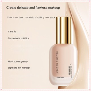 Heyxi Reverie Secret Light Thin Liquid Foundation ไวท์เทนนิ่ง Full Cover Marks คอนซีลเลอร์ให้ความชุ่มชื้นควบคุมน้ำมันยาวนานปาร์ตี้เทศกาลแต่งหน้า 30ml JOYFEEL