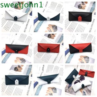 Sweetjohn เคสแว่นตา หนัง PU กันน้ํา พร้อมคลิปหัวเข็มขัดโลหะ เรียบง่าย สําหรับอ่านหนังสือ แว่นกันแดด