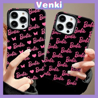 VENKI - เข้ากันได้สำหรับ เคสไอโฟน เคสไอโฟน11 เคส iphone 11 TPU สีดำเคสลูกอมกันกระแทกกล้องป้องกันนุ่มสีชมพูภาษาอังกฤษ Love Heart เข้ากันได้กับ iPhone 15 14 13 PRO MAX 12 PRO MAX XR XS 7 8