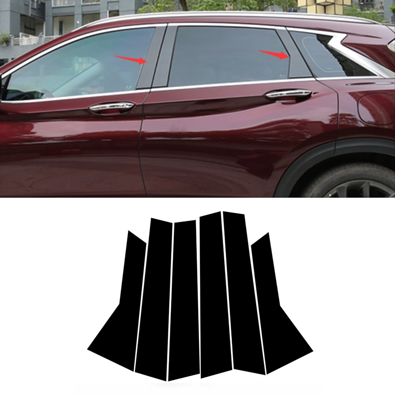เสาเสาประตูรถสําหรับ Infiniti QX55 QX50 2019- 2023 สีดําเงาหน้าต่าง Trim Cover BC คอลัมน์สติกเกอร์