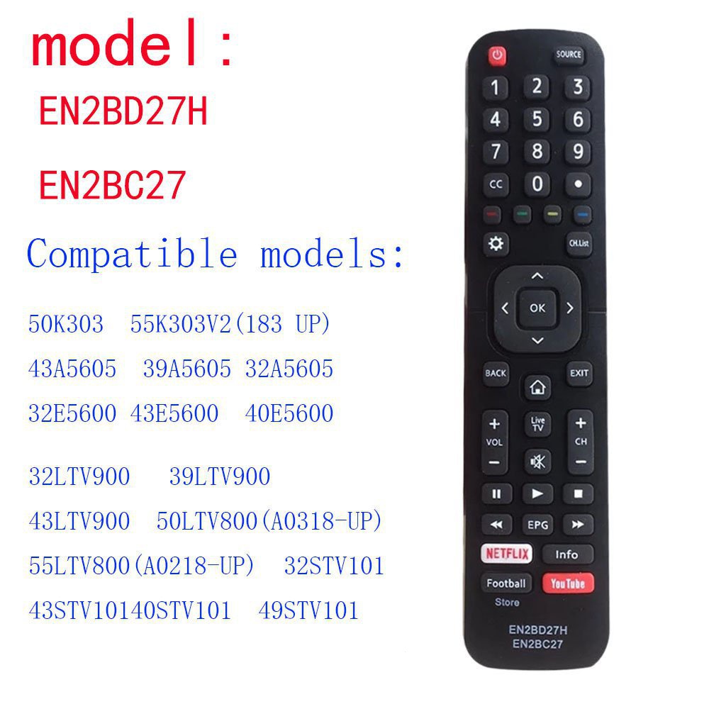 Dévant Hisense สมาร์ททีวีรีโมทคอนโทรล en2bd27h en2bc27 ทีวีรุ่น 50k303/55k303v2 43a5605/39a5605/32a5