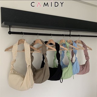 Camidy กระเป๋าสะพายไหล่ ผ้าแคนวาส ไนล่อน ขนาดเล็ก แบบพกพา สีพื้น carlyn สไตล์เกาหลี สําหรับผู้หญิง