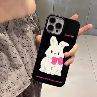 เคสโทรศัพท์มือถือนิ่ม ลายกระต่าย สีดํา สําหรับ iPhone15 11pro 14 14promax 14pro 13pro 12pro 12promax 13promax