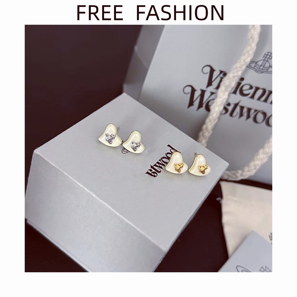 Vivie Saturn ต่างหูมุก Love Heart สไตล์หญิง 1: 1 ต่างหูแฟชั่นที่ไม่ซ้ํากัน Influencer สไตล์เดียวกันต่างหูแฟชั่นเครื่องประดับฟรี