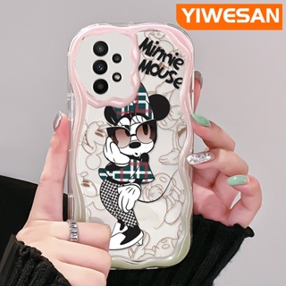 เคสโทรศัพท์มือถือ ซิลิโคนใส กันกระแทก ลายการ์ตูนมินนี่ เวฟบอร์เดอร์ สีครีม สําหรับ Samsung galaxy A22 4G A22 5G M22 A21s A23 A24