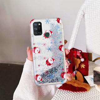 Ybd เคสโทรศัพท์มือถือ ลายต้นคริสต์มาส ซานตาคลอส กวาง มีทรายไหล สําหรับ OPPO Realme 7i C17