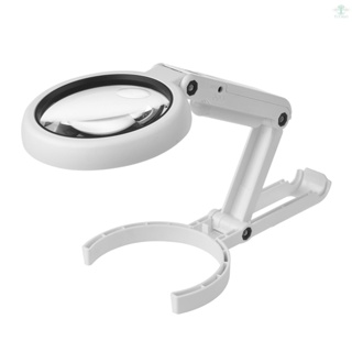 5X/10X Handheld Desk Magnifier with LED Light and Stand USB Powered Illuminated Magnifying Glass for Crafting Clock Watch Electronics Repair Hobby Tool