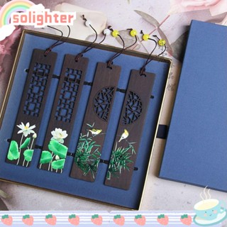 SOLIGHTER ที่คั่นหนังสือ เครื่องเขียน ลายดอกไม้ ดอกบัว ระบายสี