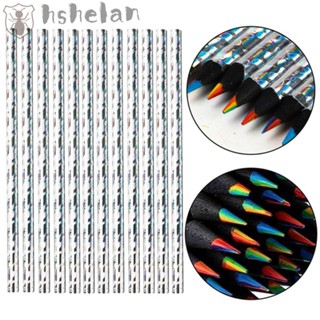 Hshelan ดินสอสีไม้ ไล่โทนสีรุ้ง 7 สี 12 ชิ้น ต่อชุด