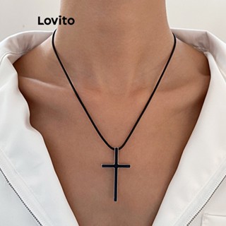 Lovito สร้อยคอลําลอง ลาย The Crucifix สําหรับผู้หญิง L63AD360 (สีดํา)