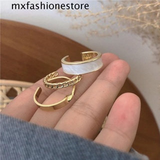 Mxfashione แหวนโลหะ ทรงกลม ปรับได้ สไตล์วินเทจ สําหรับผู้หญิง 3 ชิ้น/ชุด