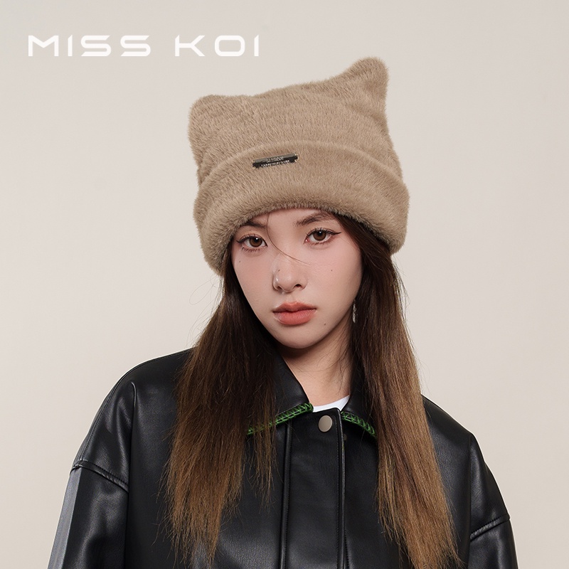 นางสาว ลูกหมีหมวก~หมวกตุ๊กตาน่ารักหญิงฤดูหนาวหนาอบอุ่นนุ่มหัวครอบคลุมขนยาวถักหมวก