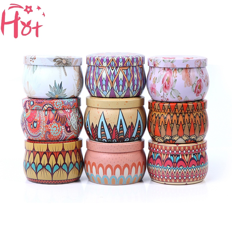 Ge กระปุกดีบุก สไตล์ชนเผ่า ทรงสี่เหลี่ยม DIY สําหรับใส่เครื่องประดับ ลูกอม