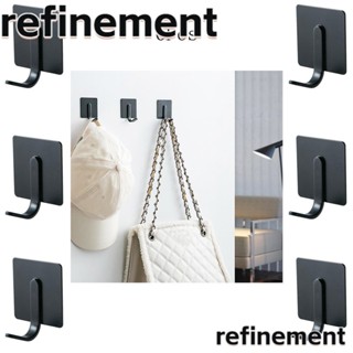 Refinement ตะขอแขวนผ้าขนหนู แบบติดผนัง สเตนเลส สีดํา มีกาวในตัว ติดตั้งง่าย สําหรับห้องครัว ตู้เสื้อผ้า 6 ชิ้น