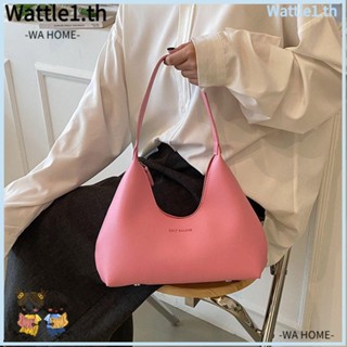 Wttle กระเป๋าถือ กระเป๋าสะพายไหล่ หนัง ทรงโท้ท แต่งซิป สีพื้น แฟชั่นเรียบง่าย สําหรับสตรี