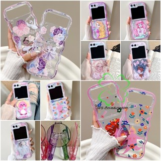 เคสโทรศัพท์มือถือแบบนิ่ม TPU ใส กันกระแทก ลายการ์ตูนคลื่นน่ารัก สําหรับ Samsung Galaxy Z Flip 5 Z Flip 4 Z Flip 3