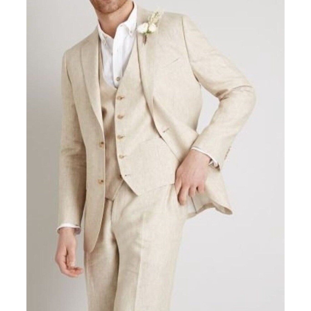 LINEN SUIT Beige Linen Suit Men Suit Men Linen Suit Beige Linen Dress Linen Suit's Beige 3 Piece Lin