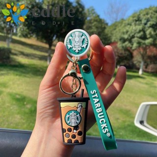 26edie Starbucks พวงกุญแจ เด็กผู้หญิง การ์ตูน ที่ใส่กุญแจ ถ้วยชานม พวงกุญแจ PVC สีเขียว จี้ตกแต่งกระเป๋า