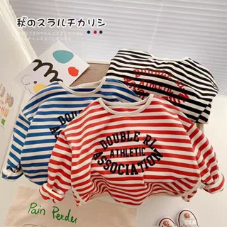 พร้อมส่ง เสื้อกันหนาวลําลอง พิมพ์ลายตัวอักษร สไตล์เกาหลี แฟชั่นฤดูใบไม้ร่วง สําหรับเด็กผู้ชาย และเด็กผู้หญิง @-