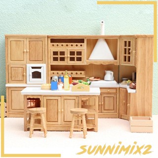 [Sunnimix2] ชุดเฟอร์นิเจอร์ไม้ สําหรับตกแต่งบ้านตุ๊กตา DIY