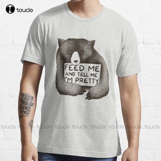 เสื้อยืดแขนสั้น ผ้าฝ้าย พิมพ์ลาย Feed Me And Tell Me Im ขนาดใหญ่ สีขาว สําหรับผู้ชาย ไซซ์ Xs 5XL