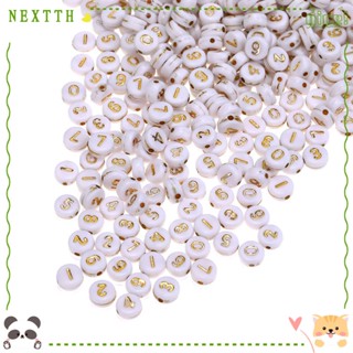 Nextth ลูกปัดอะคริลิค ทรงกลม ตัวเลขสีขาว 4*7 มม. คุณภาพสูง 500 ชิ้น