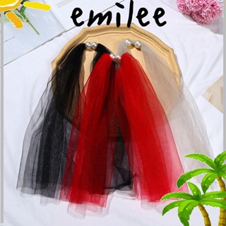 EMILEE ผ้าพันคอ ผ้าเรยอน ประดับไข่มุก หรูหรา แฟชั่นฤดูใบไม้ผลิ สําหรับตกแต่งปาร์ตี้