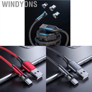 Windyons Nylon 3 in 1 Type C Charging Cable 540 Degree Rotating Magnetic Data for Android Iphone