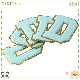 Nextth แผ่นแพทช์ตัวอักษร D Chenille D 8*6 ซม. สีทอง 4 ชิ้น DIY