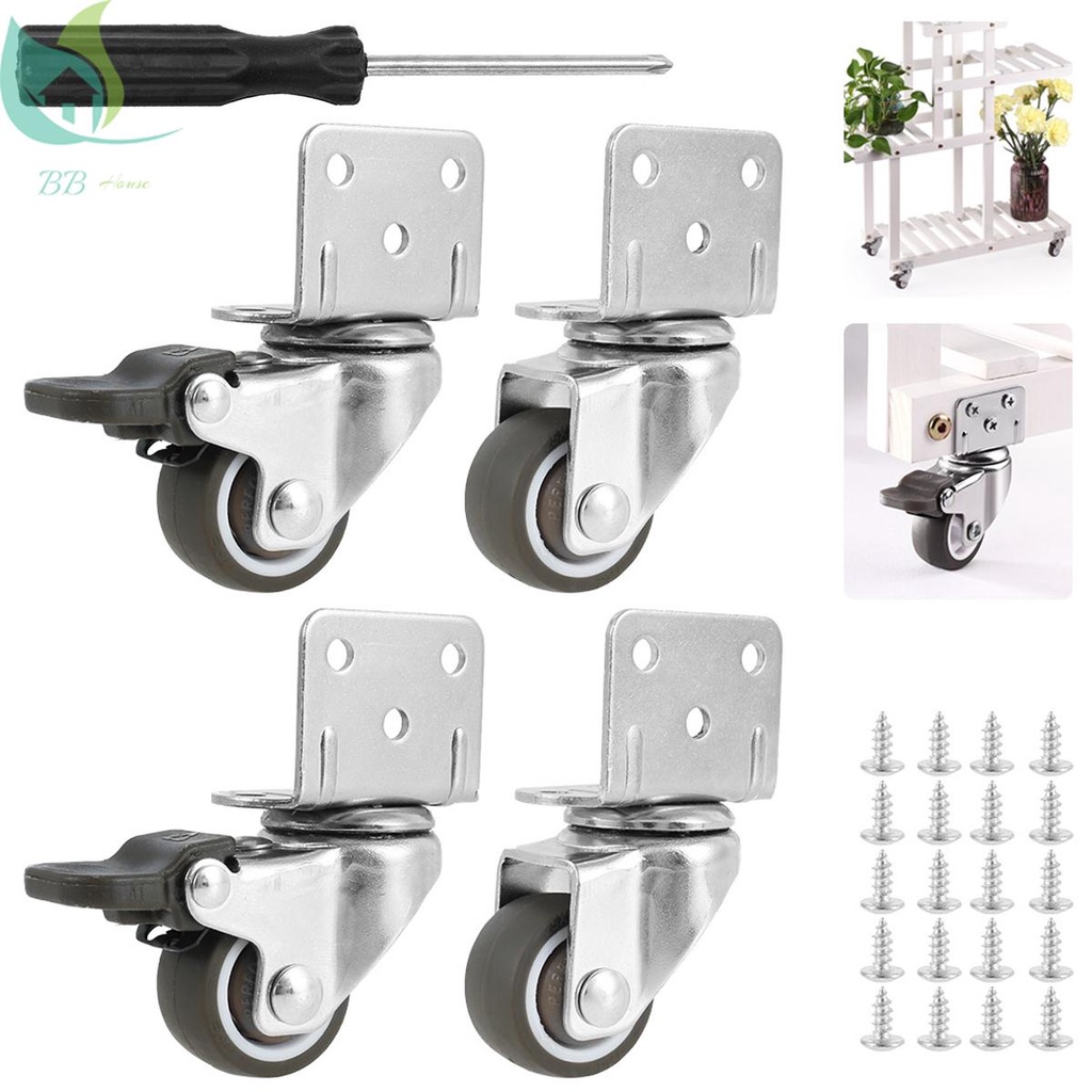 4pcs ลูกล้อยาง รูปตัว L สําหรับเฟอร์นิเจอร์ 4 ชิ้น SHOPQJC7624