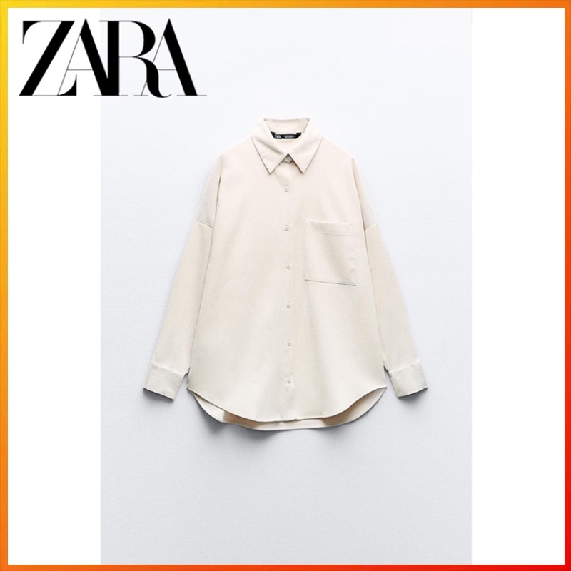 Zara ใหม่ เสื้อเชิ้ต ผ้าลูกฟูก แบบบาง ทรงหลวม แฟชั่นฤดูใบไม้ร่วง สําหรับผู้หญิง