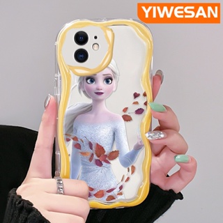 สําหรับ iPhone 11 11 Pro 11 Pro Max เคสการ์ตูนน่ารัก เอลซ่า เนื้อครีม ขอบคลื่น เคสโทรศัพท์ใส กันกระแทก ซิลิโคนใส เคสนิ่ม