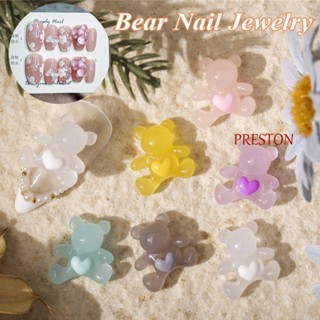 Preston หมี เครื่องประดับเล็บ 10 ชิ้น สีใส สีลูกกวาด เรซิน เครื่องมือทําเล็บ