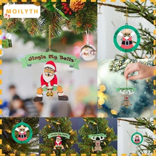 Moilyth จี้ไม้ รูปซานตาคลอส กวาง กวาง สําหรับตกแต่งต้นคริสต์มาส