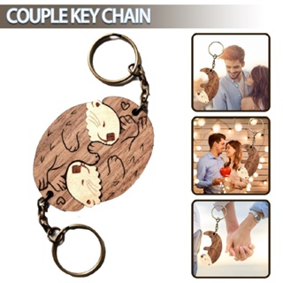 Otter Couple Keyring Matching Puzzles Keychain for Valentines Day Birthday Gifts