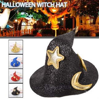 Mini Top Hat Hair Clip Shining Star Moon Halloween Witch Hat Flet Hairpins