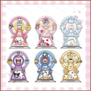 Hqy2 โมเดลฟิกเกอร์อนิเมะ Sanrio Kuromi Melody Ferris Wheel Plate Holder Purin KT Cinnamoroll สําหรับตกแต่งบ้าน