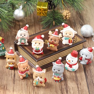 Christmas_ ตุ๊กตาเรซิ่น รูปการ์ตูนช้าง ซานต้า ขนาดเล็ก สําหรับตกแต่งบ้าน คริสต์มาส