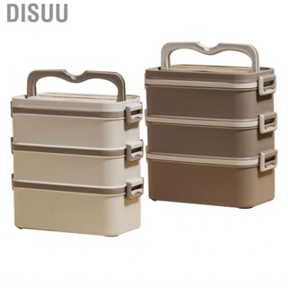Disuu Large  Bento Box  Stackable 3 Layer Lunch Maintain Flavor Safe Simple 304 Stainless Steel for Office Students